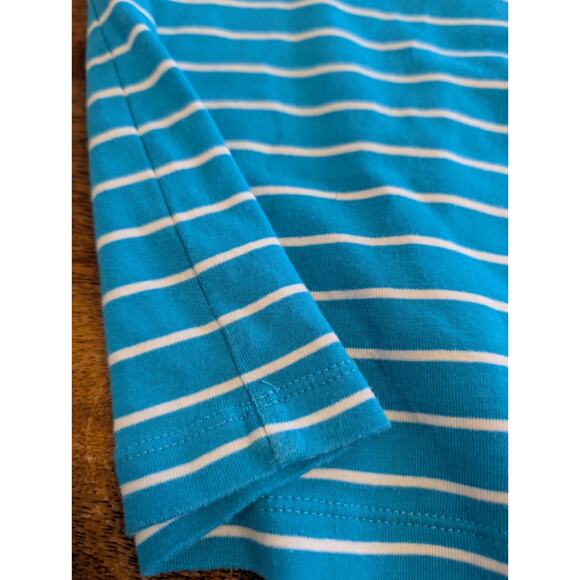Chico's Women's TShirt Size 2 Large Blue Striped Vneck Thick Knit Tee Top EUC - Picture 6 of 9